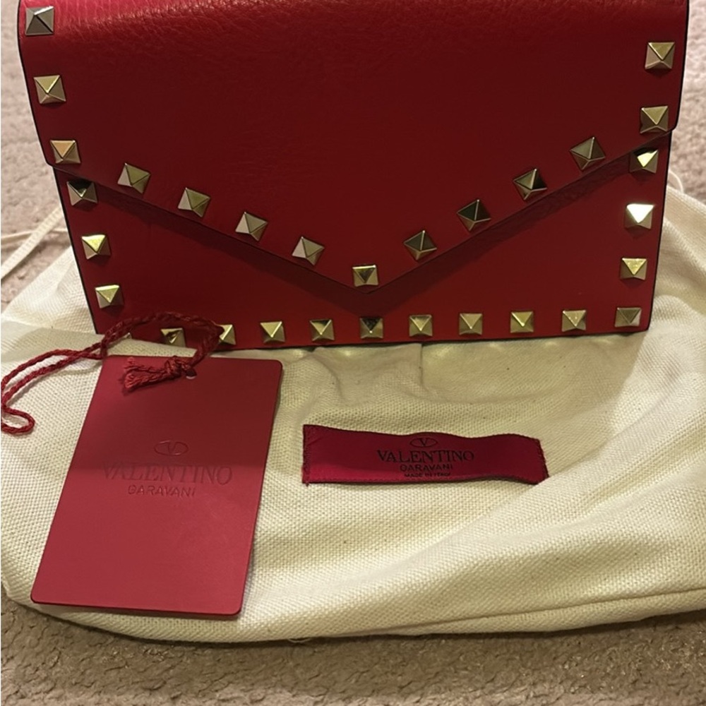Valentino Red Studded Clutch